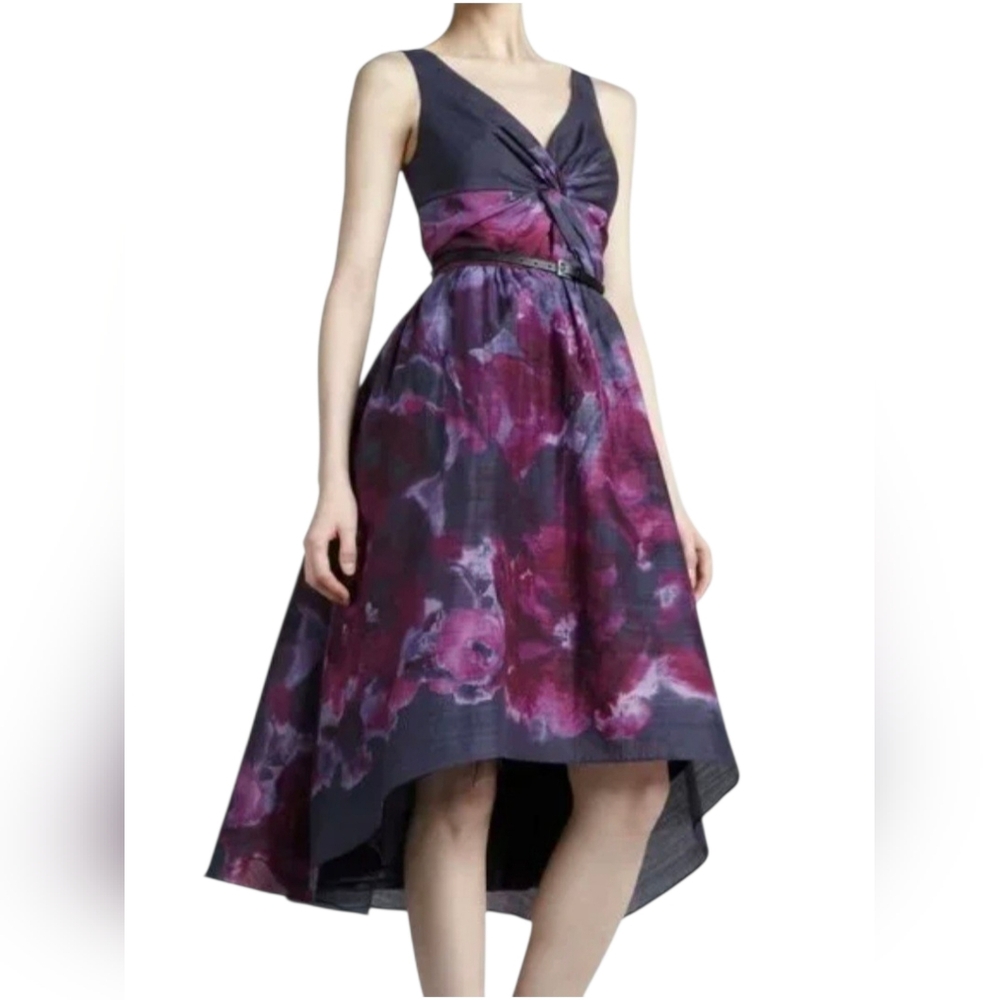 NEW Purple Watercolor High-Low Fit & Flare Dress Size 4/6